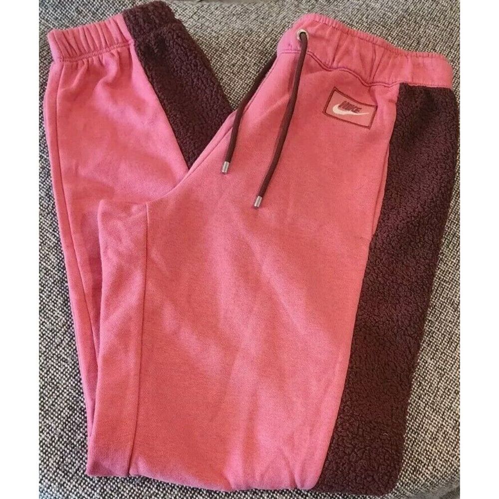 Nike Icon Clash‎ Fleece Sherpa Trim Jogger Pants Womens Pink Size Small RARE